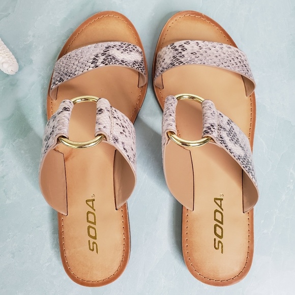 NEW Soda Double Strap Python Sandals - Picture 4 of 4